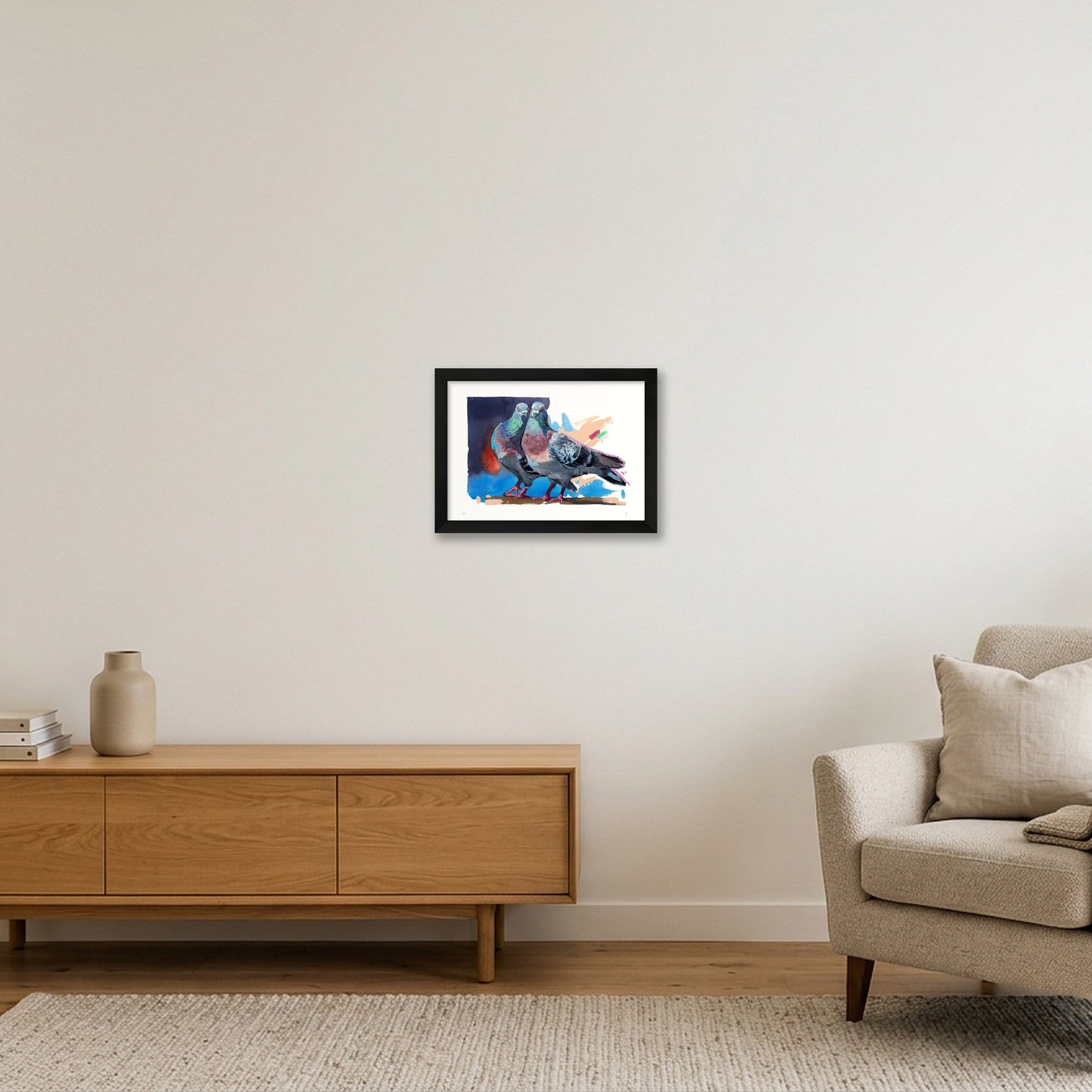 Pigeon Love — A4 (30×21cm, 12×8") Black Frame