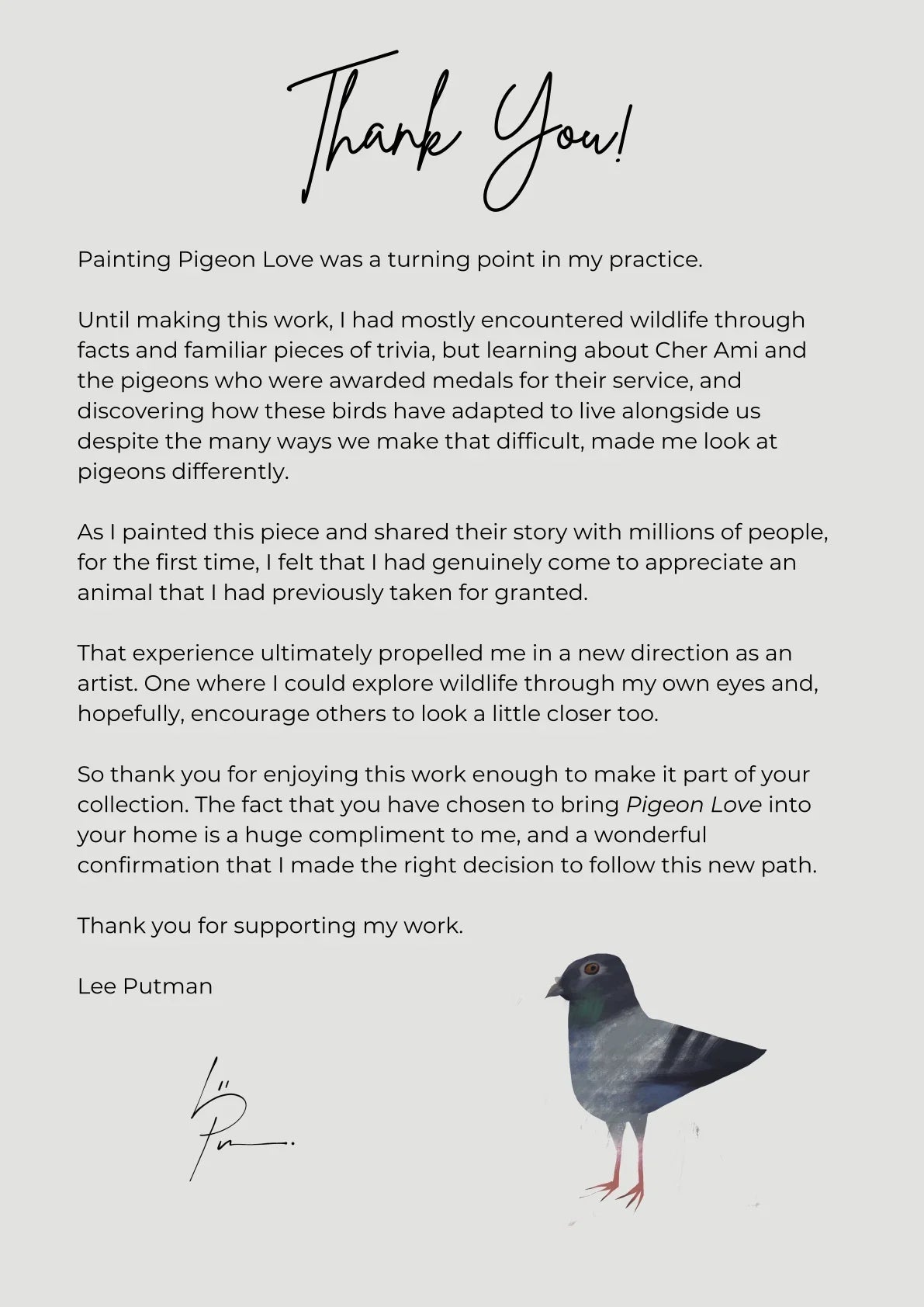 Pigeon Love — A letter from the artist